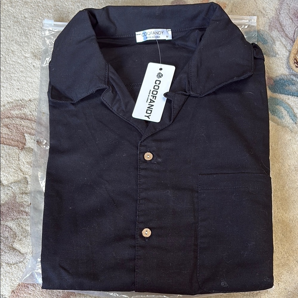 COOFANDY Black Button-Up Shirt